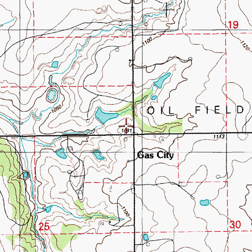 Topographic Map of Gas City, OK