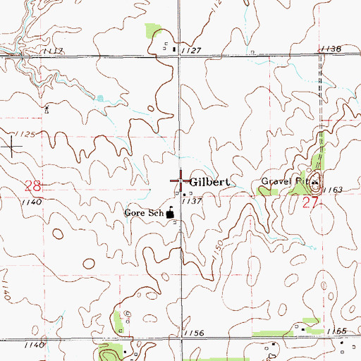 Topographic Map of Gilbert, OK