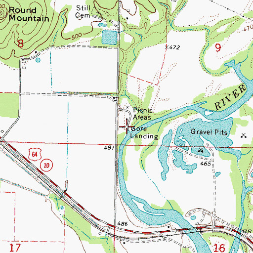 Topographic Map of Gore Landing, OK