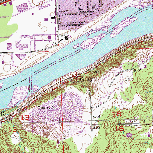 Topographic Map of Gray, OK