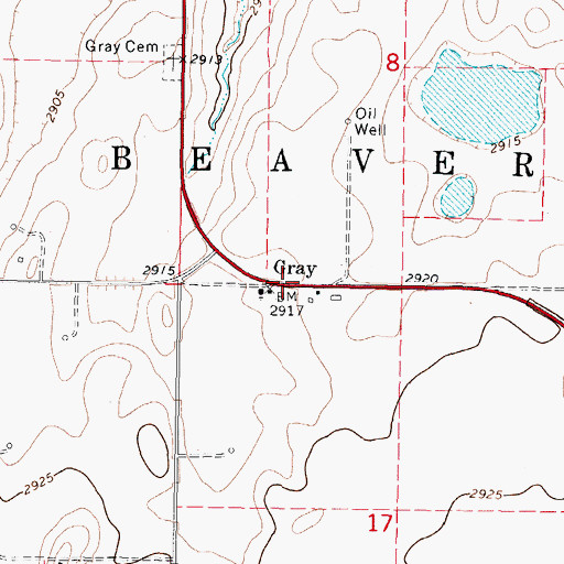 Topographic Map of Gray, OK