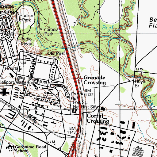 Topographic Map of Grenade Crossing, OK