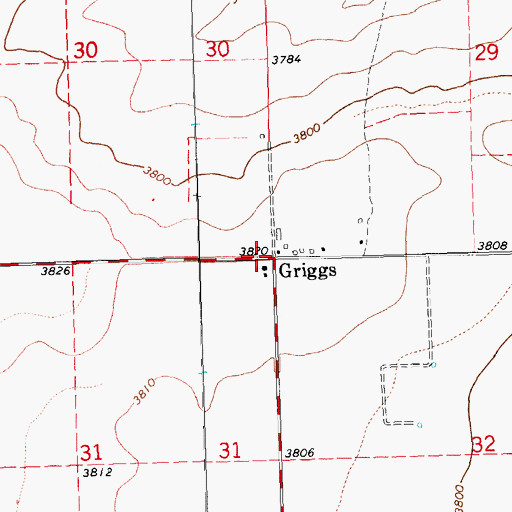 Topographic Map of Griggs, OK