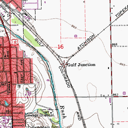 Topographic Map of Gulf Junction, OK