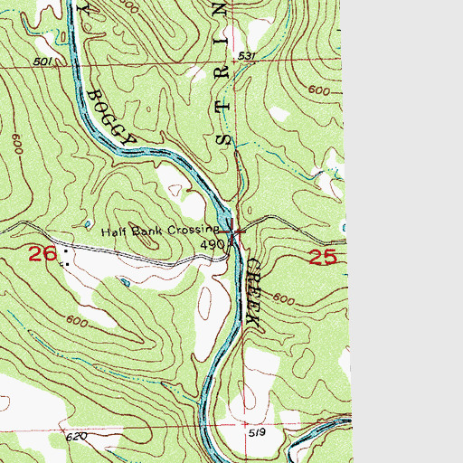 Topographic Map of Half Bank Crossing, OK