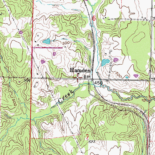 Topographic Map of Hamden, OK