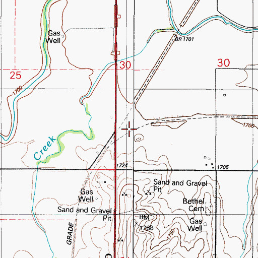 Topographic Map of Hammon Junction, OK