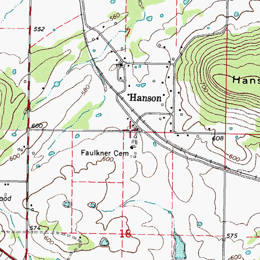 Topographic Map of Hanson, OK