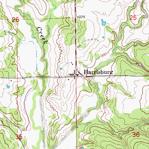 Topographic Map of Harrisburg, OK