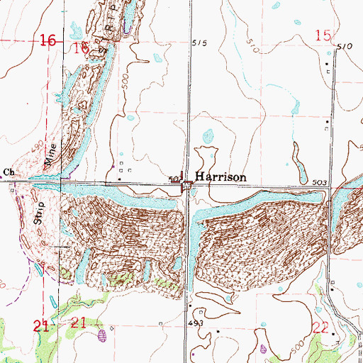 Topographic Map of Harrison, OK