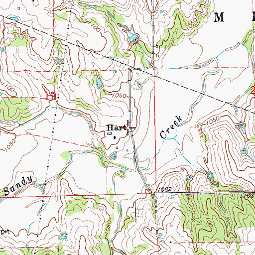 Topographic Map of Hart, OK
