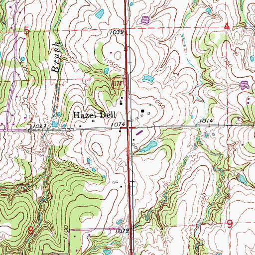 Topographic Map of Hazel Dell, OK