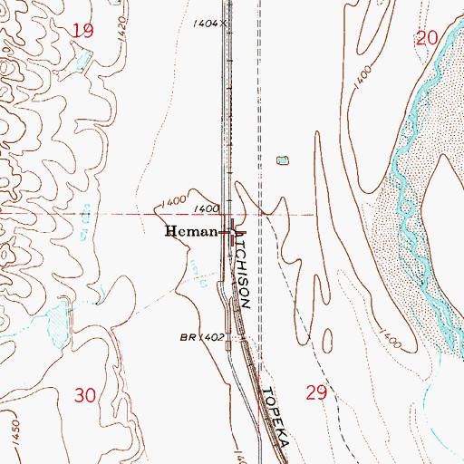 Topographic Map of Heman, OK