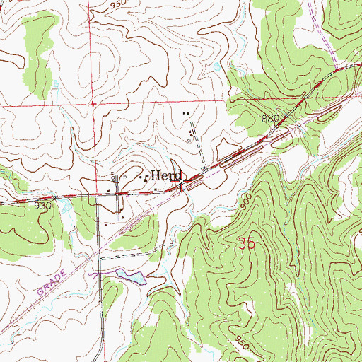 Topographic Map of Herd, OK