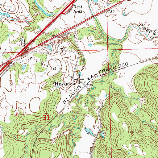 Topographic Map of Heyburn, OK