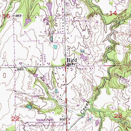 Topographic Map of Hird, OK