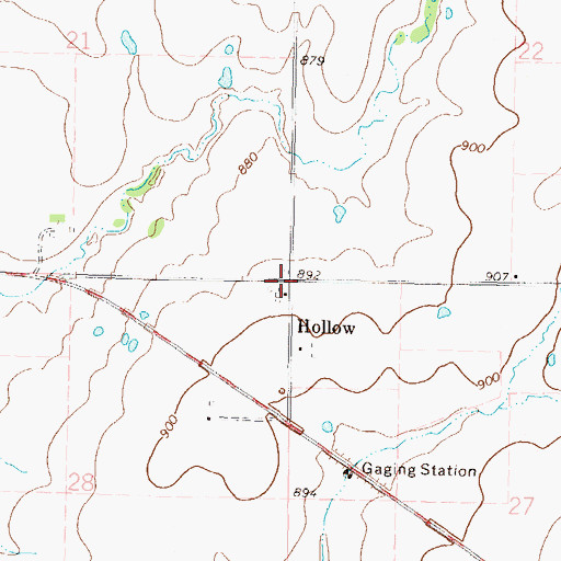 Topographic Map of Hollow, OK