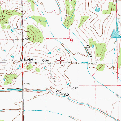 Topographic Map of Hope, OK