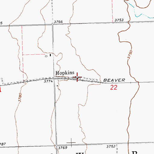 Topographic Map of Hopkins, OK