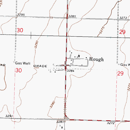 Topographic Map of Hough, OK