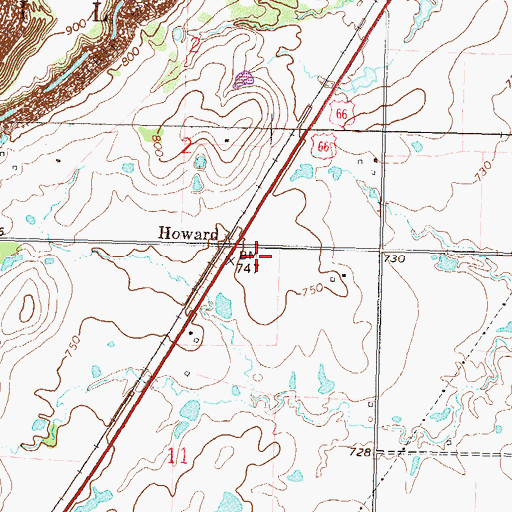 Topographic Map of Howard, OK