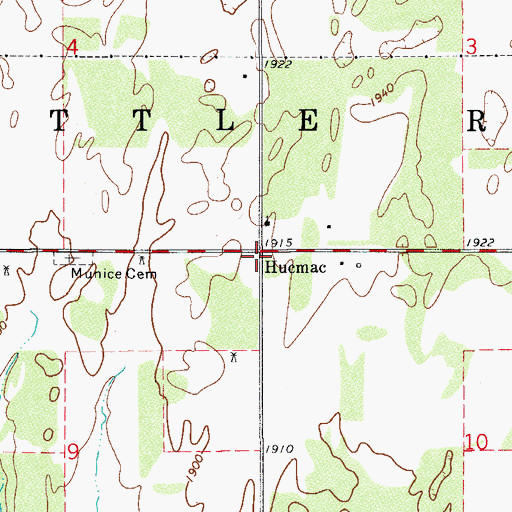 Topographic Map of Hucmac, OK
