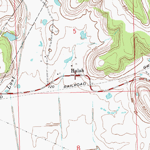 Topographic Map of Hulah, OK
