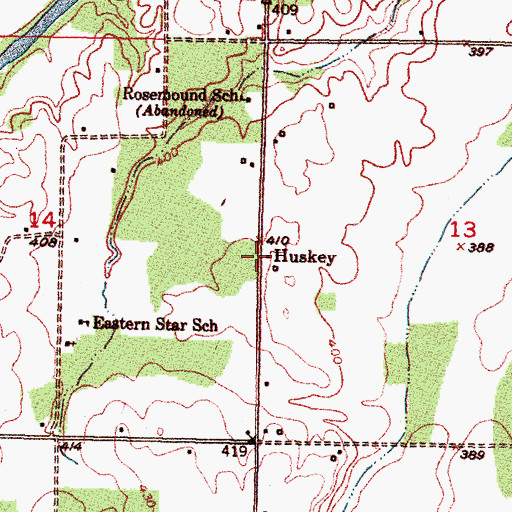 Topographic Map of Huskey, OK