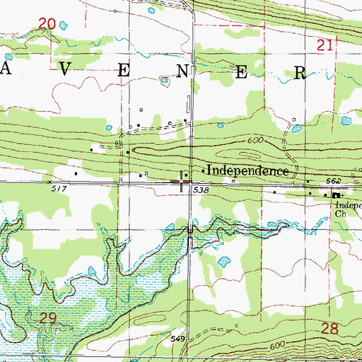 Topographic Map of Independence, OK