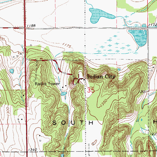 Topographic Map of Indian City, OK