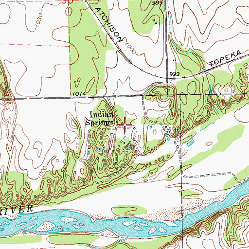 Topographic Map of Indian Springs, OK