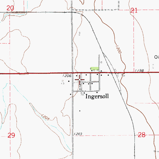 Topographic Map of Ingersoll, OK