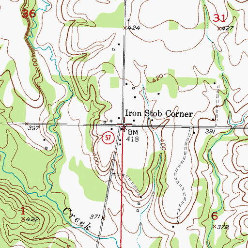 Topographic Map of Iron Stob Corner, OK