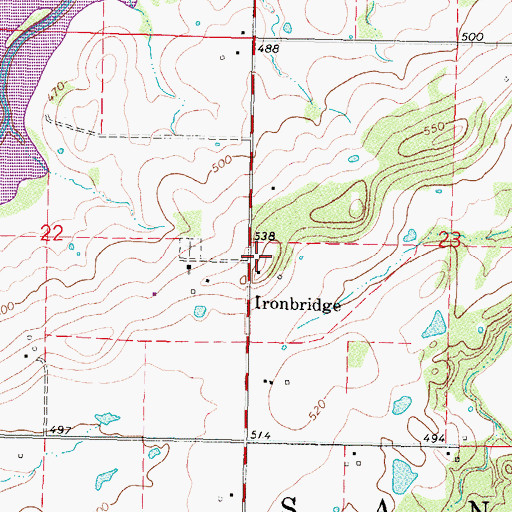 Topographic Map of Ironbridge, OK