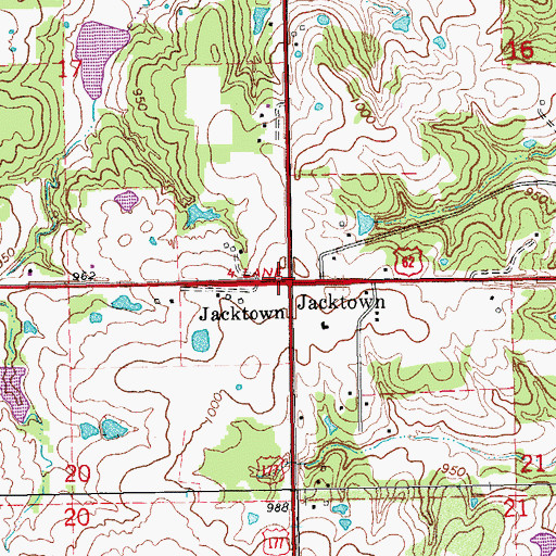 Topographic Map of Jacktown, OK