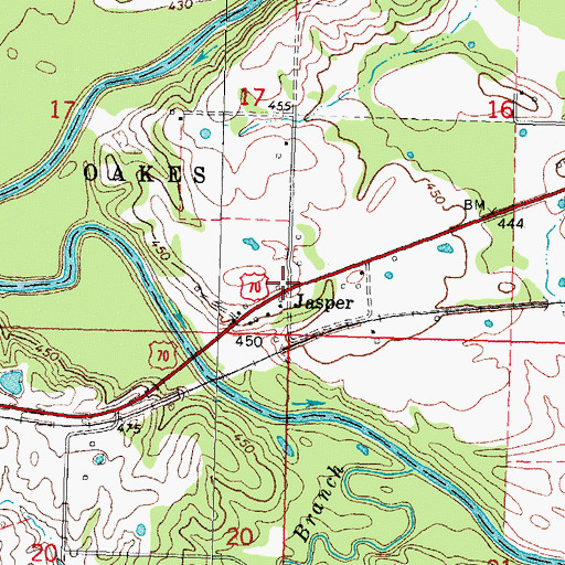 Topographic Map of Jasper, OK