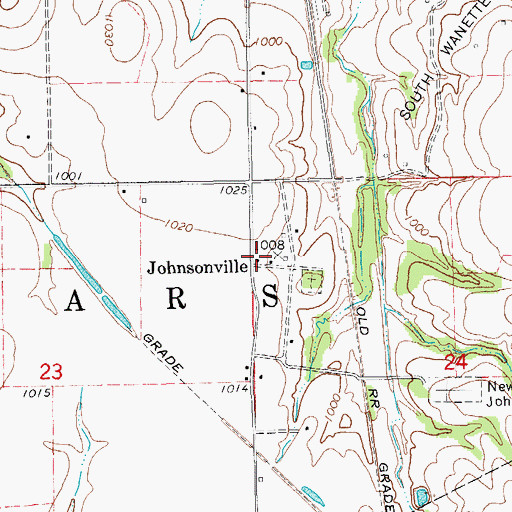 Topographic Map of Johnsonville, OK