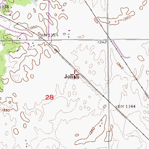 Topographic Map of Jonah, OK