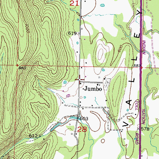 Topographic Map of Jumbo, OK