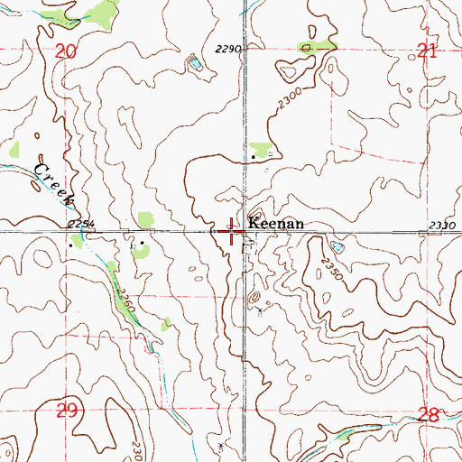 Topographic Map of Keenan, OK