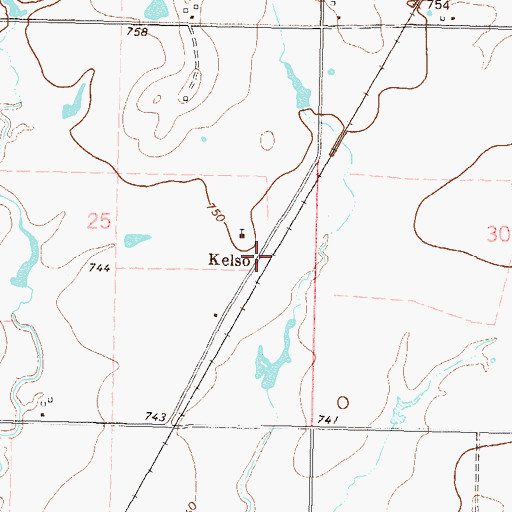 Topographic Map of Kelso, OK