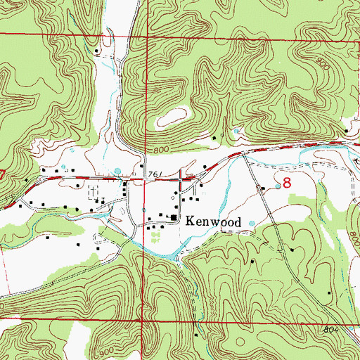 Topographic Map of Kenwood, OK