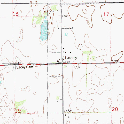 Topographic Map of Lacey, OK
