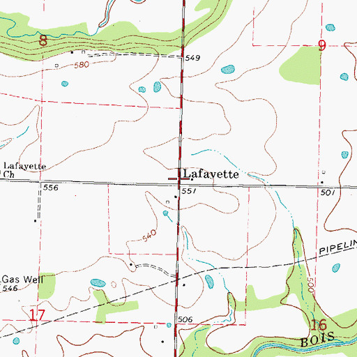 Topographic Map of Lafayette, OK