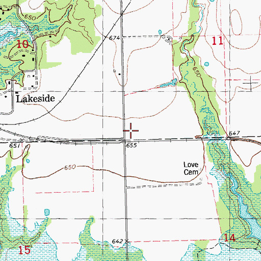 Topographic Map of Lakeside, OK