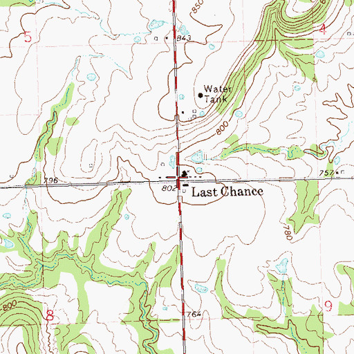 Topographic Map of Last Chance, OK