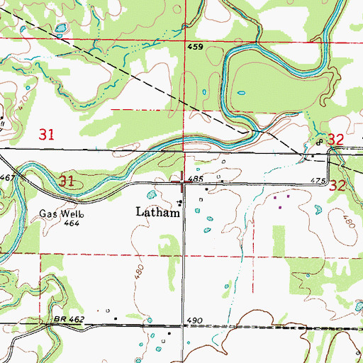 Topographic Map of Latham, OK