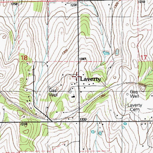 Topographic Map of Laverty, OK