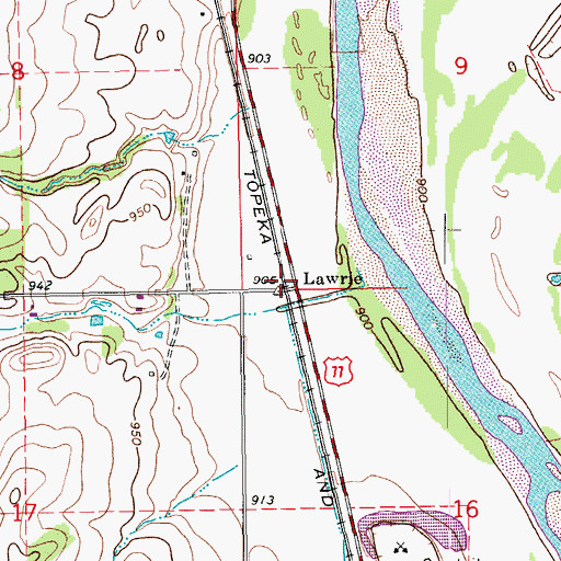 Topographic Map of Lawrie, OK