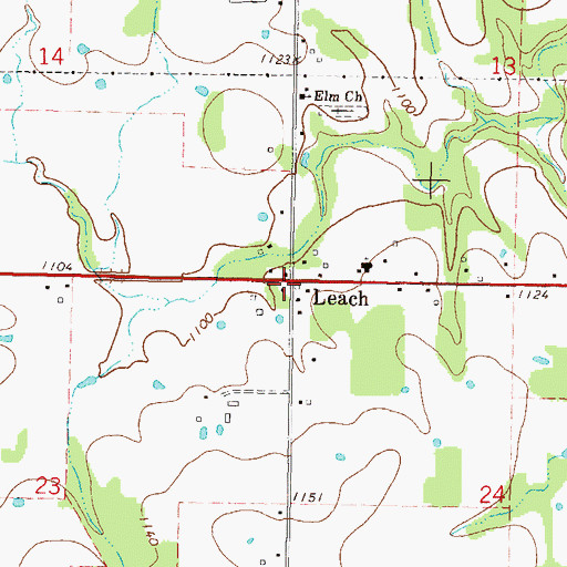 Topographic Map of Leach, OK
